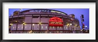 Framed Wrigley Field at night, USA, Illinois, Chicago