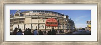 Framed Wrigley Field during the day, USA, Illinois, Chicago