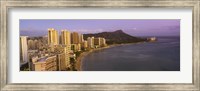 Framed High angle view of buildings at the waterfront, Waikiki Beach, Honolulu, Oahu, Hawaii, USA
