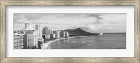 Framed Diamond Head, Waikiki, Oahu, Honolulu, Hawaii (black & white)