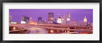 Framed USA, Georgia, Atlanta, Skyline at dusk