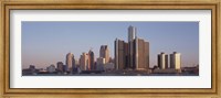 Framed Detroit, Michigan Daytime Skyline