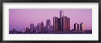 Framed Detriot, Michigan with Purple Sky