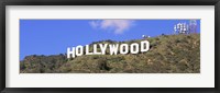 Framed Low angle view of a Hollywood sign on a hill, City Of Los Angeles, California, USA