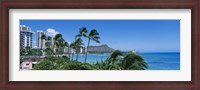 Framed Palm Trees On The Beach, Waikiki Beach, Honolulu, Oahu, Hawaii, USA