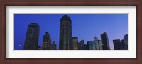 Framed Low angle view of buildings at dusk, Dallas, Texas, USA