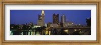 Framed Buildings lit up at night, Columbus, Scioto River, Ohio, USA