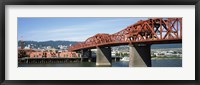 Framed Bascule bridge across a river, Broadway Bridge, Willamette River, Portland, Multnomah County, Oregon, USA
