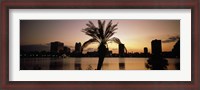 Framed Silhouette of buildings at the waterfront, Lake Eola, Summerlin Park, Orlando, Orange County, Florida, USA