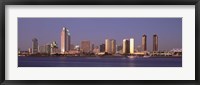Framed San Diego Skyline, California at dusk