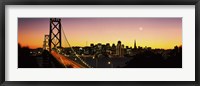 Framed San Francisco Bay Bridge with Moon in Sky