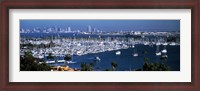 Framed Boats moored at a harbor, San Diego, California, USA