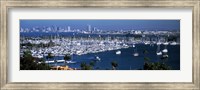 Framed Boats moored at a harbor, San Diego, California, USA