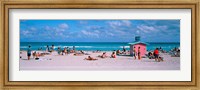 Framed Tourist on the beach, Miami, Florida, USA