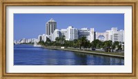 Framed USA, Florida, Miami, Miami Beach, Panoramic view of waterfront and skyline
