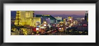 Framed MGM Grand and Paris Casinos at night, Las Vegas, Nevada