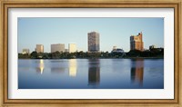 Framed Lake Merritt with skyscrapers, Oakland, California