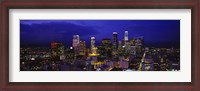 Framed Skyscrapers lit up at night, City Of Los Angeles, California, USA