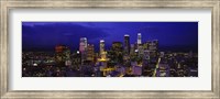 Framed Skyscrapers lit up at night, City Of Los Angeles, California, USA