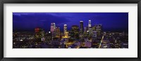 Framed Skyscrapers lit up at night, City Of Los Angeles, California, USA
