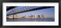 Framed Low angle view of bridges across a river, Crescent City Connection Bridge, Mississippi River, New Orleans, Louisiana, USA