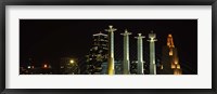 Framed Buildings lit up at night in a city, Bartle Hall, Kansas City, Jackson County, Missouri, USA