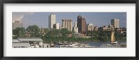 Framed Boats moored at a harbor, Mud Island, Memphis, Tennessee, USA