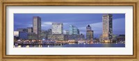 Framed Panoramic View Of An Urban Skyline At Twilight, Baltimore, Maryland, USA