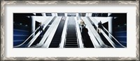 Framed Group of people on escalators at an airport, O'Hare Airport, Chicago, Illinois, USA