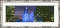 Framed Wrigley Building, Blue Lights, Chicago, Illinois, USA