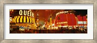 Framed Casino Lit Up At Night, Fremont Street, Las Vegas, Nevada