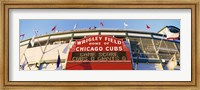 Framed Red score board outside Wrigley Field,USA, Illinois, Chicago