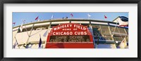 Framed Red score board outside Wrigley Field,USA, Illinois, Chicago