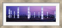 Framed Light sculptures lit up at night, LAX Airport, Los Angeles, California, USA