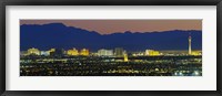 Framed Aerial View Of Buildings Lit Up At Dusk, Las Vegas, Nevada, USA