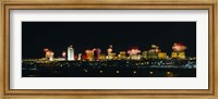 Framed Distant View of Buildings Lit Up At Night, Las Vegas, Nevada, USA