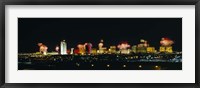 Framed Distant View of Buildings Lit Up At Night, Las Vegas, Nevada, USA