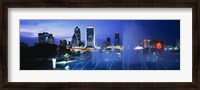 Framed Fountain, Cityscape, Night, Jacksonville, Florida, USA