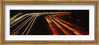 Framed High angle view of traffic on a road at night, Oakland, California, USA