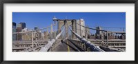 Framed Rear view of a woman walking on a bridge, Brooklyn Bridge, Manhattan, New York City, New York State, USA