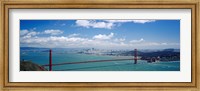 Framed High angle view of a suspension bridge across a bay, Golden Gate Bridge, San Francisco, California, USA