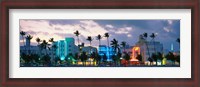 Framed Buildings Lit Up At Dusk, Ocean Drive, Miami Beach, Florida, USA