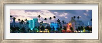 Framed Buildings Lit Up At Dusk, Ocean Drive, Miami Beach, Florida, USA