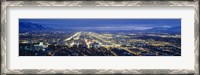 Framed Aerial view of a city lit up at dusk, Salt Lake City, Utah, USA