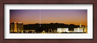 Framed Mandalay Bay and Luxor at night, Las Vegas, Nevada