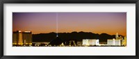 Framed Mandalay Bay and Luxor at night, Las Vegas, Nevada