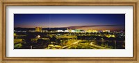 Framed High angle view of buildings lit up at dusk, Las Vegas, Nevada, USA