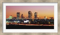 Framed Fort Worth at dusk, Texas