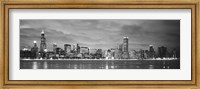 Framed Black and White view of Buildings at the waterfront, Chicago, Illinois