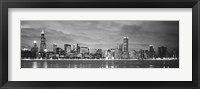 Framed Black and White view of Buildings at the waterfront, Chicago, Illinois